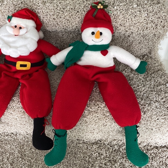 Xmas Christmas Holiday Long Legged Reindeer Snowman Santa Claus Plush Dolls Set - Picture 2 of 12